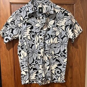 Men's Black and White Floral Casual Shirt
